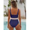 imageANRABESS One Piece Swimsuit for Women Tummy Control V Neck Slimming Sexy Bathing Suit Color Block Padded Beach SwimwearNavy Blue