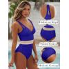 imageANRABESS One Piece Swimsuit for Women Tummy Control V Neck Slimming Sexy Bathing Suit Color Block Padded Beach SwimwearRoyal Blue