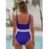 imageANRABESS One Piece Swimsuit for Women Tummy Control V Neck Slimming Sexy Bathing Suit Color Block Padded Beach SwimwearRoyal Blue