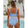 imageANRABESS One Piece Swimsuit for Women Tummy Control V Neck Slimming Sexy Bathing Suit Color Block Padded Beach SwimwearSky Blue
