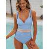 imageANRABESS One Piece Swimsuit for Women Tummy Control V Neck Slimming Sexy Bathing Suit Color Block Padded Beach SwimwearSky Blue