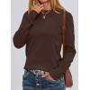 imageANRABESS Sweaters for Women Long Sleeve Lightweight Crewneck Soft Basic Knit 2025 Fall Loose Fit Pullover TopsCoffee