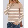 imageANRABESS Sweaters for Women Long Sleeve Lightweight Crewneck Soft Basic Knit 2025 Fall Loose Fit Pullover TopsKhaki White