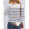 imageANRABESS Sweaters for Women Long Sleeve Lightweight Crewneck Soft Basic Knit 2025 Fall Loose Fit Pullover TopsWhite Navy Blue