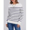 imageANRABESS Sweaters for Women Long Sleeve Lightweight Crewneck Soft Basic Knit 2025 Fall Loose Fit Pullover TopsWhite Navy Blue