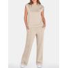 imageANRABESS Two Piece Sets for Women Summer Sleeveless Sweatsuits Wide Leg Casual Lounge Set Matching Vacation Travel OutfitsApricot