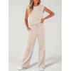 imageANRABESS Two Piece Sets for Women Summer Sleeveless Sweatsuits Wide Leg Casual Lounge Set Matching Vacation Travel OutfitsApricot