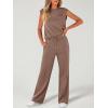 imageANRABESS Two Piece Sets for Women Summer Sleeveless Sweatsuits Wide Leg Casual Lounge Set Matching Vacation Travel OutfitsBrown