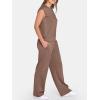 imageANRABESS Two Piece Sets for Women Summer Sleeveless Sweatsuits Wide Leg Casual Lounge Set Matching Vacation Travel OutfitsBrown