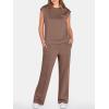 imageANRABESS Two Piece Sets for Women Summer Sleeveless Sweatsuits Wide Leg Casual Lounge Set Matching Vacation Travel OutfitsBrown