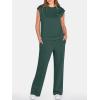 imageANRABESS Two Piece Sets for Women Summer Sleeveless Sweatsuits Wide Leg Casual Lounge Set Matching Vacation Travel OutfitsDeep Green