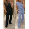 imageANRABESS Two Piece Sets for Women Summer Sleeveless Sweatsuits Wide Leg Casual Lounge Set Matching Vacation Travel OutfitsGray Blue