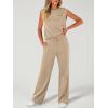 imageANRABESS Two Piece Sets for Women Summer Sleeveless Sweatsuits Wide Leg Casual Lounge Set Matching Vacation Travel OutfitsKhaki