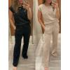 imageANRABESS Two Piece Sets for Women Summer Sleeveless Sweatsuits Wide Leg Casual Lounge Set Matching Vacation Travel OutfitsKhaki
