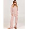 imageANRABESS Women 2 Piece Outfits Oversized Chunky Knit Sweater Top Wide Leg Pants 2025 Fall Lounge Set Trendy Cozy ClothesPink