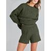 imageANRABESS Women 2 Piece Outfits Sweater Lounge Loungewear Sets 2025 Fall Cable Knit Oversized Sweaters Shorts Matching SetsArmy Green