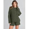 imageANRABESS Women 2 Piece Outfits Sweater Lounge Loungewear Sets 2025 Fall Cable Knit Oversized Sweaters Shorts Matching SetsArmy Green