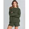 imageANRABESS Women 2 Piece Outfits Sweater Lounge Loungewear Sets 2025 Fall Cable Knit Oversized Sweaters Shorts Matching SetsArmy Green