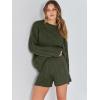imageANRABESS Women 2 Piece Outfits Sweater Lounge Loungewear Sets 2025 Fall Cable Knit Oversized Sweaters Shorts Matching SetsArmy Green