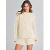 imageANRABESS Women 2 Piece Outfits Sweater Lounge Loungewear Sets 2025 Fall Cable Knit Oversized Sweaters Shorts Matching SetsBeige