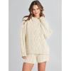 imageANRABESS Women 2 Piece Outfits Sweater Lounge Loungewear Sets 2025 Fall Cable Knit Oversized Sweaters Shorts Matching SetsBeige
