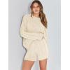 imageANRABESS Women 2 Piece Outfits Sweater Lounge Loungewear Sets 2025 Fall Cable Knit Oversized Sweaters Shorts Matching SetsBeige