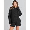 imageANRABESS Women 2 Piece Outfits Sweater Lounge Loungewear Sets 2025 Fall Cable Knit Oversized Sweaters Shorts Matching SetsBlack