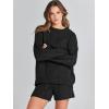 imageANRABESS Women 2 Piece Outfits Sweater Lounge Loungewear Sets 2025 Fall Cable Knit Oversized Sweaters Shorts Matching SetsBlack