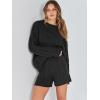 imageANRABESS Women 2 Piece Outfits Sweater Lounge Loungewear Sets 2025 Fall Cable Knit Oversized Sweaters Shorts Matching SetsBlack