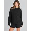 imageANRABESS Women 2 Piece Outfits Sweater Lounge Loungewear Sets 2025 Fall Cable Knit Oversized Sweaters Shorts Matching SetsBlack
