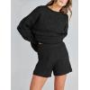 imageANRABESS Women 2 Piece Outfits Sweater Lounge Loungewear Sets 2025 Fall Cable Knit Oversized Sweaters Shorts Matching SetsBlack