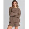 imageANRABESS Women 2 Piece Outfits Sweater Lounge Loungewear Sets 2025 Fall Cable Knit Oversized Sweaters Shorts Matching SetsBrown