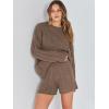imageANRABESS Women 2 Piece Outfits Sweater Lounge Loungewear Sets 2025 Fall Cable Knit Oversized Sweaters Shorts Matching SetsBrown