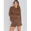 imageANRABESS Women 2 Piece Outfits Sweater Lounge Loungewear Sets 2025 Fall Cable Knit Oversized Sweaters Shorts Matching SetsCoffee