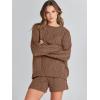 imageANRABESS Women 2 Piece Outfits Sweater Lounge Loungewear Sets 2025 Fall Cable Knit Oversized Sweaters Shorts Matching SetsCoffee