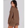 imageANRABESS Women 2 Piece Outfits Sweater Lounge Loungewear Sets 2025 Fall Cable Knit Oversized Sweaters Shorts Matching SetsCoffee