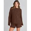 imageANRABESS Women 2 Piece Outfits Sweater Lounge Loungewear Sets 2025 Fall Cable Knit Oversized Sweaters Shorts Matching SetsDark Brown
