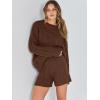 imageANRABESS Women 2 Piece Outfits Sweater Lounge Loungewear Sets 2025 Fall Cable Knit Oversized Sweaters Shorts Matching SetsDark Brown