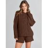 imageANRABESS Women 2 Piece Outfits Sweater Lounge Loungewear Sets 2025 Fall Cable Knit Oversized Sweaters Shorts Matching SetsDark Brown
