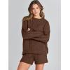 imageANRABESS Women 2 Piece Outfits Sweater Lounge Loungewear Sets 2025 Fall Cable Knit Oversized Sweaters Shorts Matching SetsDark Brown