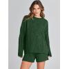 imageANRABESS Women 2 Piece Outfits Sweater Lounge Loungewear Sets 2025 Fall Cable Knit Oversized Sweaters Shorts Matching SetsDeep Green