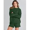 imageANRABESS Women 2 Piece Outfits Sweater Lounge Loungewear Sets 2025 Fall Cable Knit Oversized Sweaters Shorts Matching SetsDeep Green