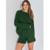 imageANRABESS Women 2 Piece Outfits Sweater Lounge Loungewear Sets 2025 Fall Cable Knit Oversized Sweaters Shorts Matching SetsDeep Green