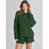 imageANRABESS Women 2 Piece Outfits Sweater Lounge Loungewear Sets 2025 Fall Cable Knit Oversized Sweaters Shorts Matching SetsDeep Green
