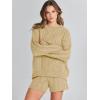 imageANRABESS Women 2 Piece Outfits Sweater Lounge Loungewear Sets 2025 Fall Cable Knit Oversized Sweaters Shorts Matching SetsKhaki