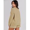 imageANRABESS Women 2 Piece Outfits Sweater Lounge Loungewear Sets 2025 Fall Cable Knit Oversized Sweaters Shorts Matching SetsKhaki