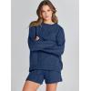 imageANRABESS Women 2 Piece Outfits Sweater Lounge Loungewear Sets 2025 Fall Cable Knit Oversized Sweaters Shorts Matching SetsNavy Blue