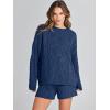 imageANRABESS Women 2 Piece Outfits Sweater Lounge Loungewear Sets 2025 Fall Cable Knit Oversized Sweaters Shorts Matching SetsNavy Blue
