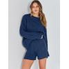imageANRABESS Women 2 Piece Outfits Sweater Lounge Loungewear Sets 2025 Fall Cable Knit Oversized Sweaters Shorts Matching SetsNavy Blue