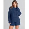 imageANRABESS Women 2 Piece Outfits Sweater Lounge Loungewear Sets 2025 Fall Cable Knit Oversized Sweaters Shorts Matching SetsNavy Blue